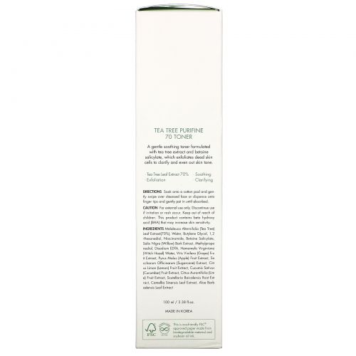 Dr. Ceuracle, Tea Tree Purifine, 70 Toner, 3.38 fl oz (100 ml)