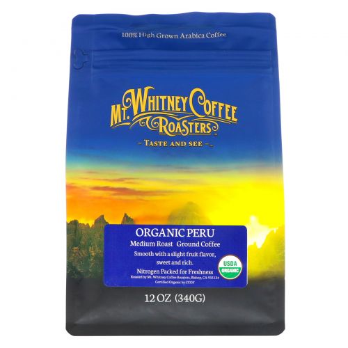 Mt. Whitney Coffee Roasters, Органический перуанский молотый кофе средней обжарки, 12 унций (340 г)