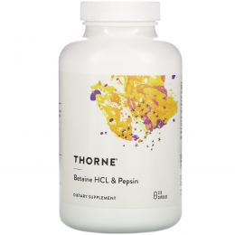 Thorne Research, Бетаин HCL и пепсин, 225 капсул в растительной оболочке