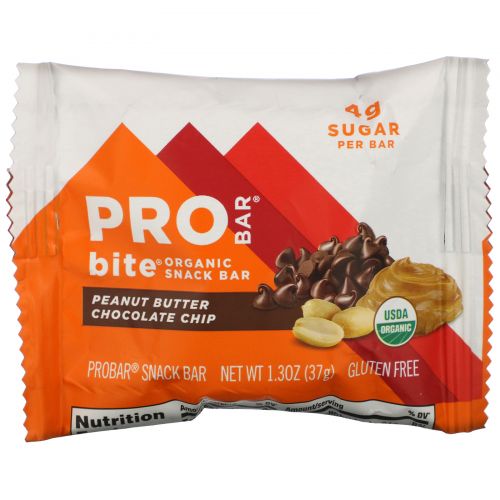 ProBar, Bite, Organic Snack Bar, Peanut Butter Chocolate Chip, 1.3 oz (37 g)
