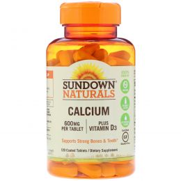 Sundown Naturals, Кальций плюс витамин D3, 600 мг, 120 таблеток