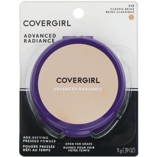 Covergirl, Advanced Radiance, антивозрастная компактная пудра, оттенок 115 «Классический бежевый», 11 г