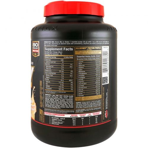 ALLMAX Nutrition, AllWhey Gold, 100% сывороточный белок + первосортный белковый изолят, со вкусом торта ко дню рождения, 2,27 кг (5 фунтов)