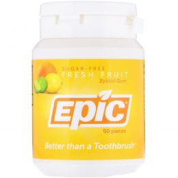 Epic Dental, Свежая фруктовая жевательная резинка, 50 штук