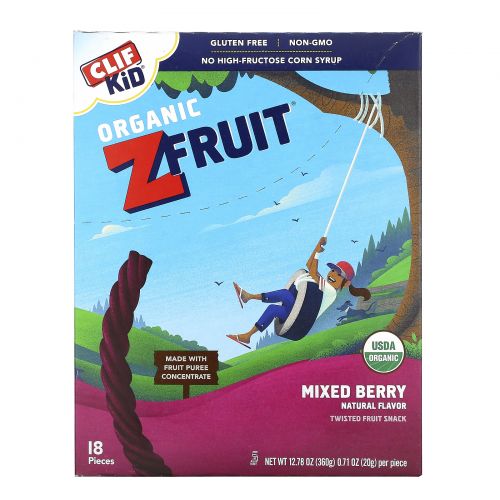 Clif Bar, Clif Kid, Organic, ZFruit Rope, Mixed Berry, 18 Pieces, 0.7 oz (20 g) Each