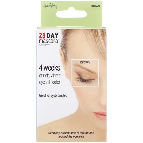 Godefroy, 28 Day Mascara, Eyelash Gel Tint Kit, Brown, 25 Application Kit