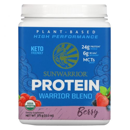 Sunwarrior, Warrior Blend, Plant-Based Organic Protein, Berry, 13.2 oz (375 g)