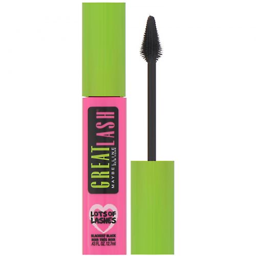 Maybelline, Тушь для ресниц Great Lash, Lots of Lashes, угольно-черная, 12,7 мл