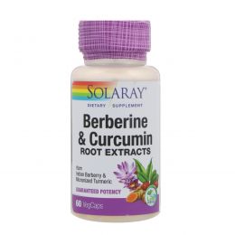 Solaray, Berberine & Curcumin, Root Extracts, 600mg, 60 VegCaps