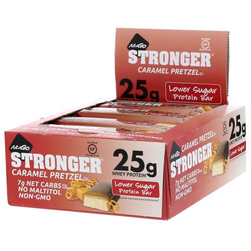 NuGo Nutrition, Stronger, карамельные крендельки, 12 батончиков, 80 г каждый