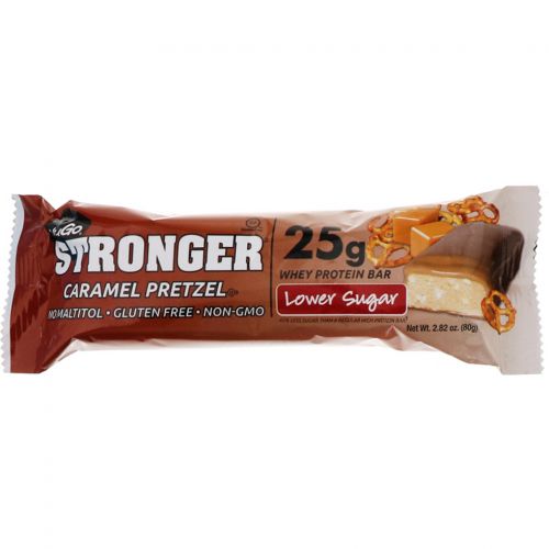 NuGo Nutrition, Stronger, карамельные крендельки, 12 батончиков, 80 г каждый