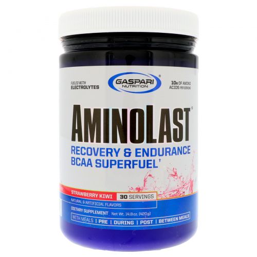 Gaspari Nutrition, Аминоласт, восстановление и выносливость по формуле BCAA Superfuel, клубника и киви, 14.8 унции(420 г)