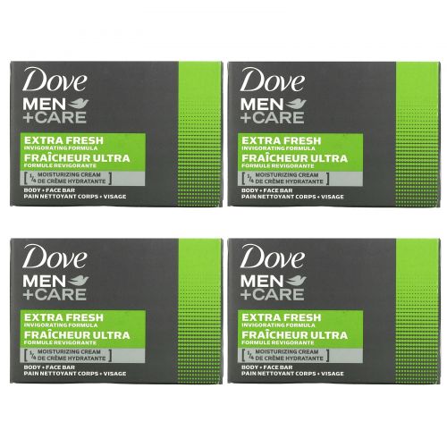 Dove, Men+Care, мыло для лица и тела «Экстрасвежесть», 4 шт. по 113 г (4 унции)