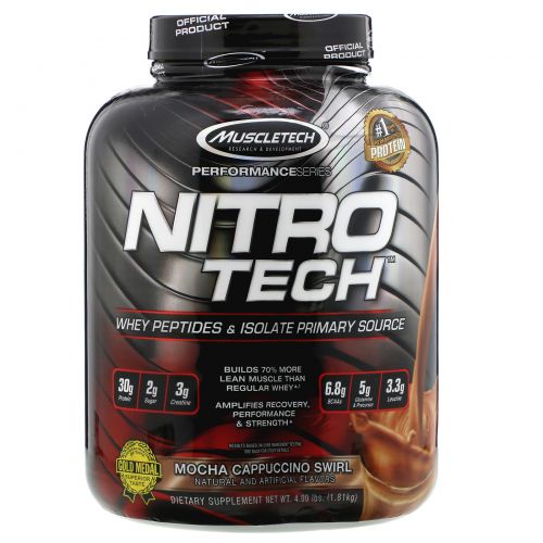 Muscletech, NitroTech, Whey Isolate+ Lean Musclebuilder, Mocha Cappuccino Swirl, 1,8 кг (3,97 фунта)