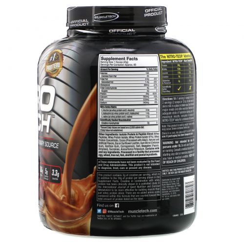 Muscletech, NitroTech, Whey Isolate+ Lean Musclebuilder, Mocha Cappuccino Swirl, 1,8 кг (3,97 фунта)