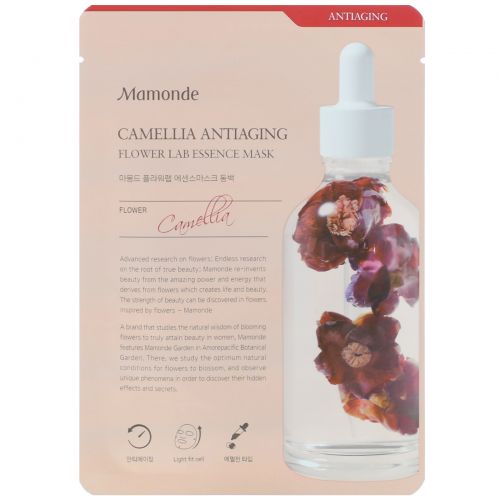 Mamonde, Flower Lab Essence Mask, антивозрастная маска с эссенцией камелии, 1 шт., 25 мл