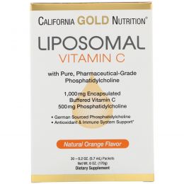 California Gold Nutrition, Liposomal Vitamin C, Natural Orange Flavor, 1000 mg, 30 Packets, 0.2 oz (5.7 ml) Each