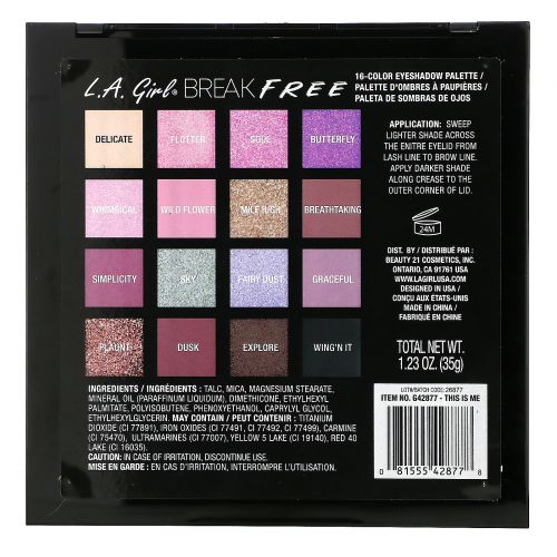 L.A. Girl, Break Free, Eye Shadow Palette, This is Me, 1.23 oz (35 g)