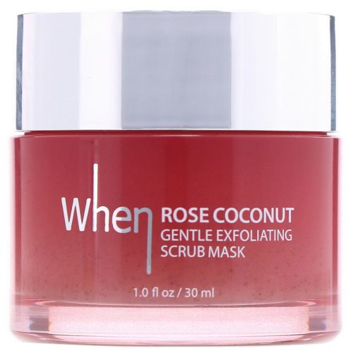 When Beauty, Rose Coconut Gentle Exfoliating Scrub Mask, 1.0 fl oz (30 ml)