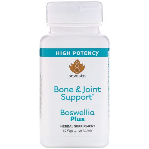 Savesta, Укрепление костей и суставов, Boswellia Plus, 60 вегетарианских таблеток