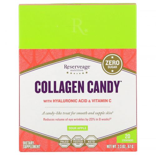 ReserveAge Nutrition, Collagen Candy, Sour Apple, 20 Stickpacks, 2.3 oz (67 g)