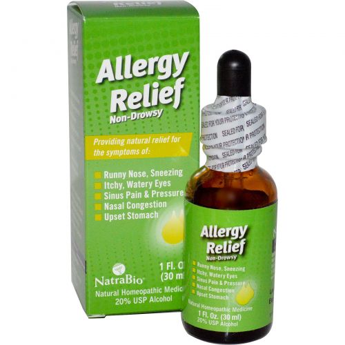 NatraBio, Облегчение при аллергии, не вызывает сонливости, 1 жидкая унция (30 мл)