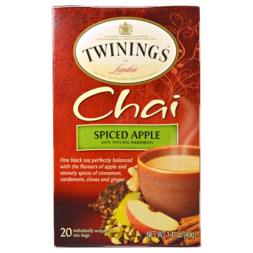 Twinings, Чай масала с ароматом пряных яблок, 20 чайных пакетиков, 1,41 унции (40 г)