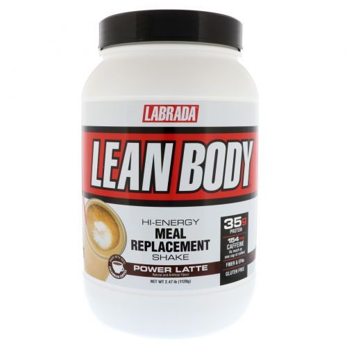 Labrada Nutrition, Lean Body, высокопротеиновый коктейль, заменитель пищи, мощный латте, 2,47 унций (1120 г)