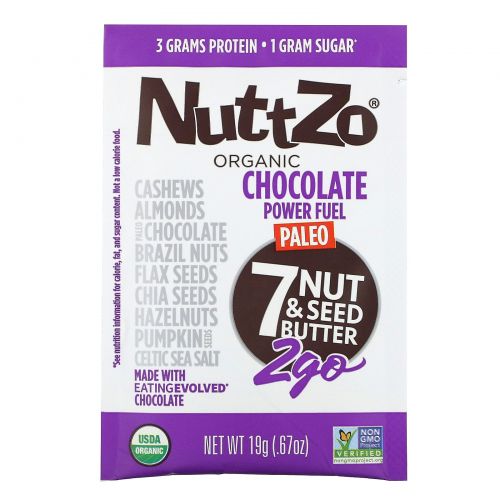 Nuttzo, Organic, Paleo Power Fuel, 7 Nut & Seed Butter, 2Go, 10 Packs, .67 oz (19 g) Each