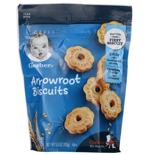 Gerber, Печенье Arrowroot, для малышей, умеющих ползать (от 10 месяцев), 155 г