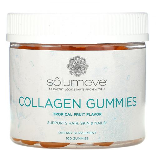 Solumeve, Collagen Gummies, Gelatin Free, Tropical Fruit Flavor, 100 Gummies