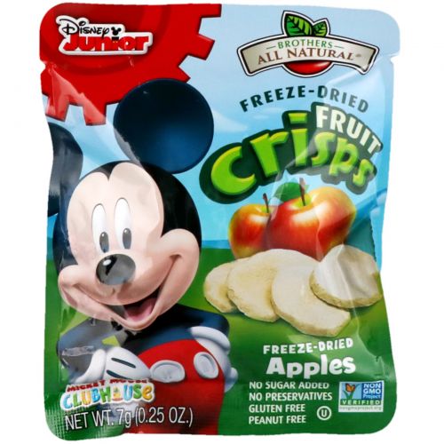 Brothers-All-Natural, Fruit Crisps, Disney Junior, Apples / Cinnamon Apples, 5 Pack, 0.25 oz (7 g) Each