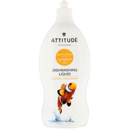 ATTITUDE, Dishwashing Liquid, Citrus Zest, 23.7 fl. oz. (700 ml)