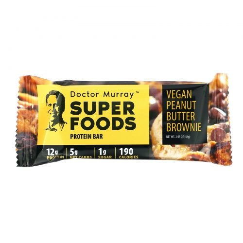 Dr. Murray's, Superfoods Protein Bars, Vegan Peanut Butter Brownie , 12 Bars, 2.05 oz (58 g) Each