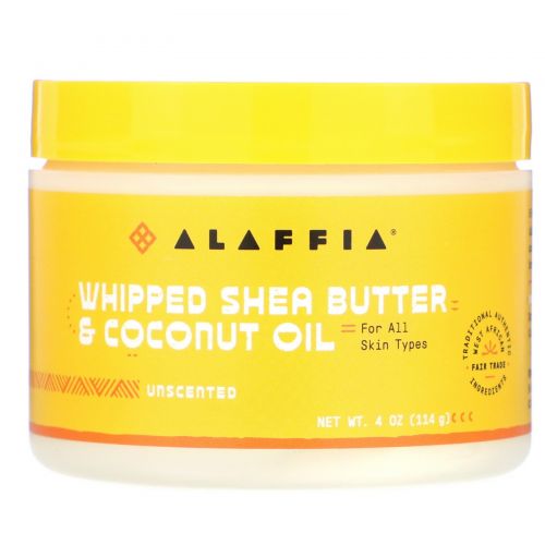 Alaffia, Whipped Shea Butter & Coconut Oil, Unscented, 4 oz (114 g)