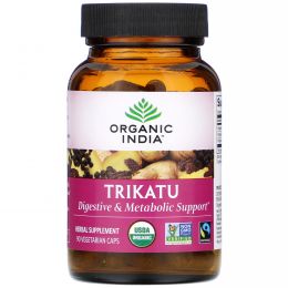 Organic India, Трикату, помощь при пищеварении и метаболизме, 90 вегетарианских капсул