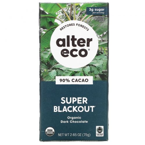 Alter Eco, Органический шоколад, темное суперзатмение, 2,65 унций (75 г)