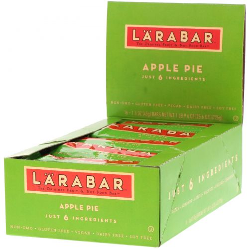 Larabar, Яблочный пирог, 16 батончиков, 1,6 унции (45 г) каждый