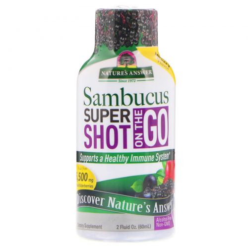 Nature's Answer, Sambucus Super Shot On The Go, Mixed Berry , 12 Pack, 2 fl oz (60 ml) Each