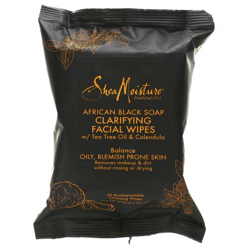 SheaMoisture, African Black Soap, Clarifying Facial Wipes, 30 Wipes