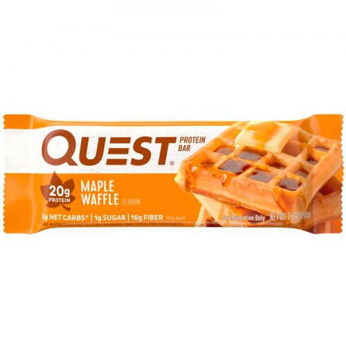 Quest Nutrition, Протеиновый батончик, кленовые вафли, 12 шт, 2,12 унции (60 г) каждый