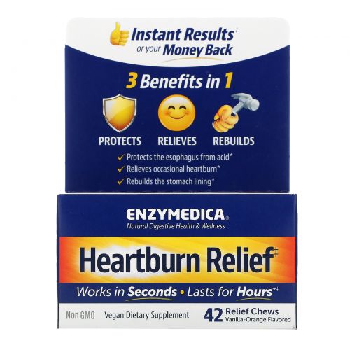 Enzymedica, Heartburn Relief, Vanilla-Orange Flavored, 42 Relief Chews