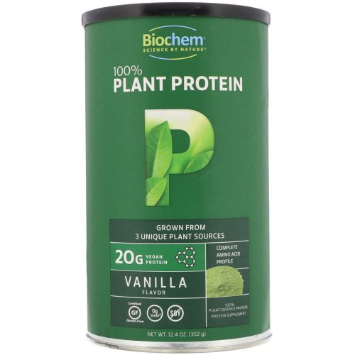 Biochem, 100% Plant Protein, Vanilla Flavor, 12.4 oz (352 g)