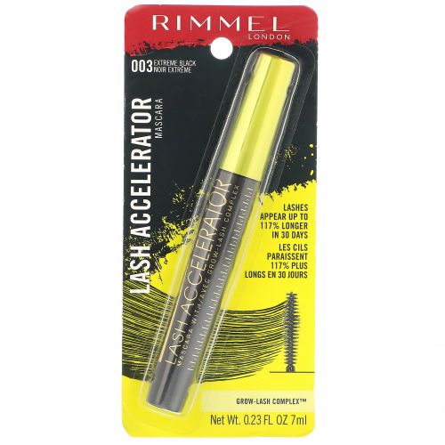 Rimmel London, Тушь для ресниц Lash Accelerator, 003 угольно-черная, 7 мл