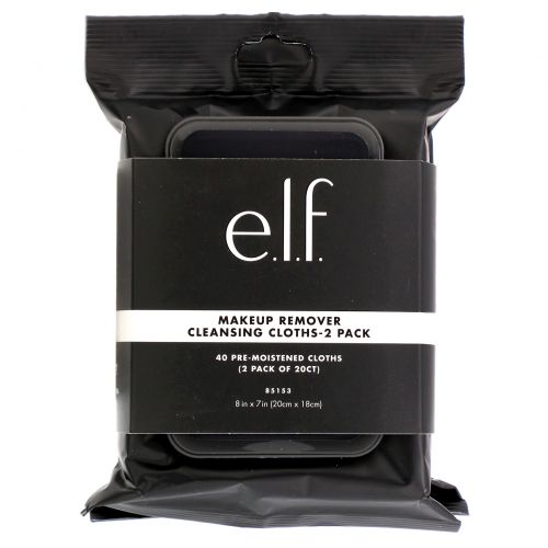 E.L.F. Cosmetics, Makeup Remover Cleansing Cloths, 2 Pack of 20 ct, 40 Pre-Moistened Cloths