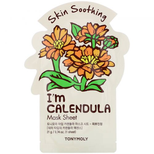 Tony Moly, I'm Calendula, Skin Soothing Mask Sheet, 1 Sheet, 0.74 oz (21 g)