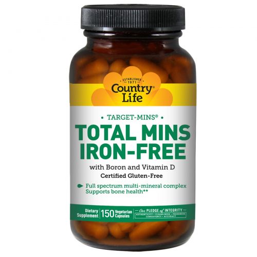 Country Life, Target-Mins, Total Mins, Iron-Free, 150 Veggie Caps