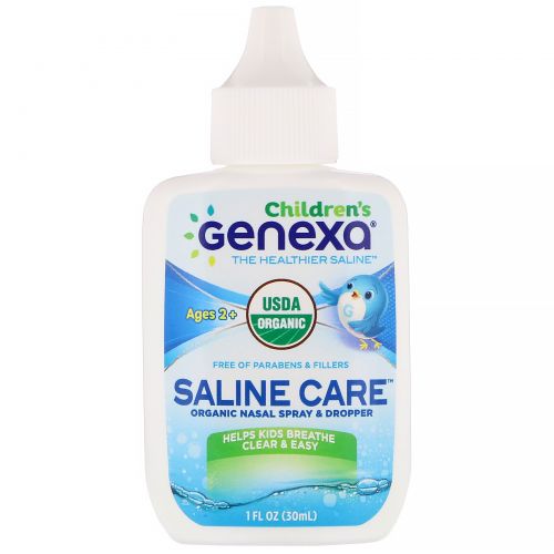 Genexa, Children's Saline Care, Organic Nasal Spray & Dropper, Ages 2+, 1 fl oz (30 ml)