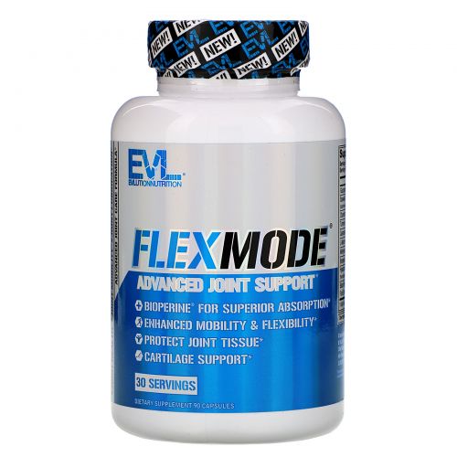 EVLution Nutrition, FlexMode, усовершенствованная формула поддержки суставов, 90 капсул