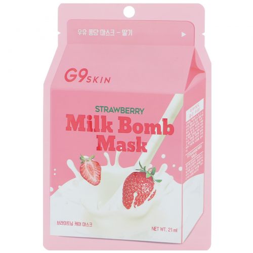 G9skin, Strawberry Milk Bomb Mask, 5 Masks, 21 ml Each